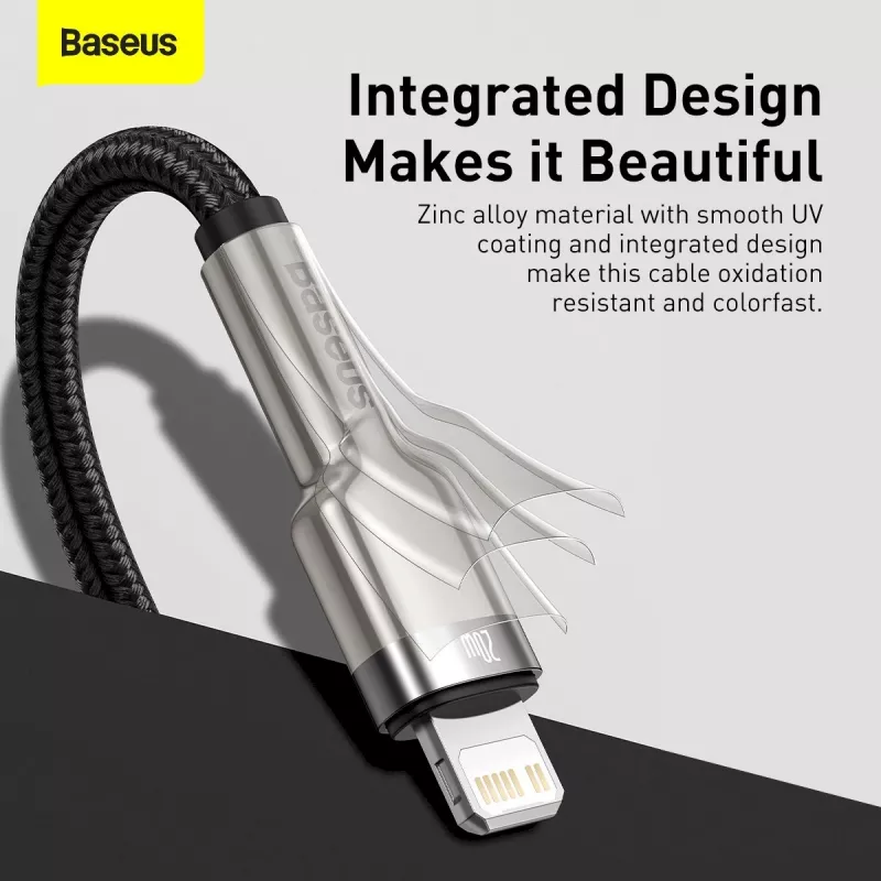 Baseus Cafule Series Metal USB-C į Lightning laidas PD 20W 1m juodas