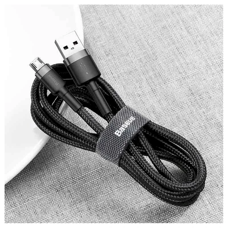 Baseus Cafule USB 2.0 Type A į Micro B kištukas-kištukas laidas 2m (juodas)