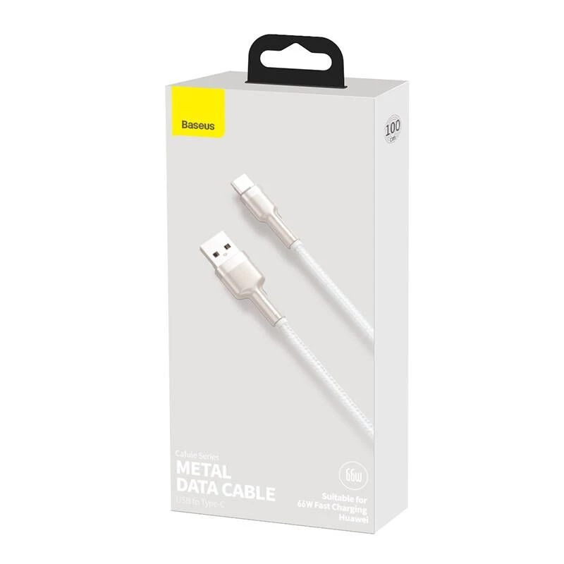 Baseus Cafule USB-A į USB-C laidas, 66W, 1m, baltas