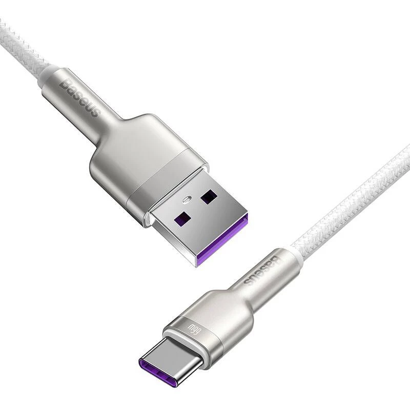 Baseus Cafule USB-A į USB-C laidas, 66W, 1m, baltas