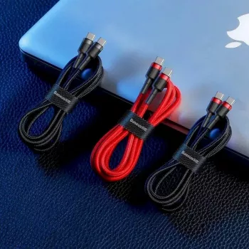 Baseus Cafule USB-C į USB-C PD 2.0 60W greito įkrovimo laidas, 2 m, raudonas (CATKLF-H09)
