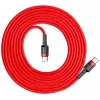 Baseus Cafule USB-C į USB-C PD 2.0 60W greito įkrovimo laidas, 2 m, raudonas (CATKLF-H09)