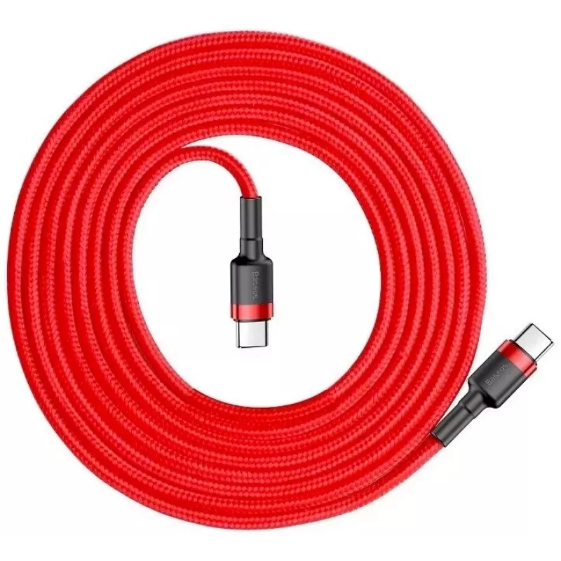 Baseus Cafule USB-C į USB-C PD 2.0 60W greito įkrovimo laidas, 2 m, raudonas (CATKLF-H09)