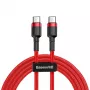Baseus Cafule USB-C į USB-C PD 2.0 60W greito įkrovimo laidas, 2 m, raudonas (CATKLF-H09)