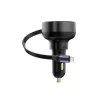 Baseus Car Charger Enjoyment Pro Fast Charger Type-C Female, Lightning Male (0.75m) Built-in Retractable Cable, 55W Black EU