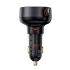 Baseus Car Charger Enjoyment Pro Fast Charger Type-C Female, Lightning Male (0.75m) Built-in Retractable Cable, 55W Black EU