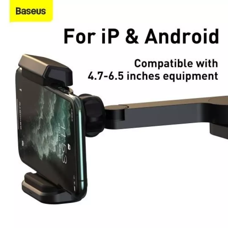 Baseus automobilinis laikiklis su belaidžiu įkrovikliu, galinės sėdynės telefono laikiklis, 15W, juodas (WXHZ-01)