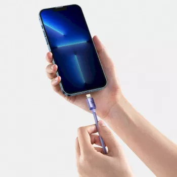 Baseus Crystal Shine Series USB-C į Lightning greitojo įkrovimo duomenų laidas 20W 1,2m violetinis (CAJY000205)