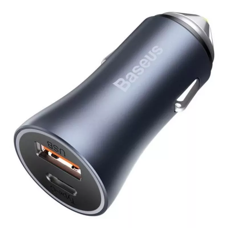 Baseus Golden Contactor Pro automobilinis įkroviklis 40W USB-A USB-C QC4.0+ PD SCP pilka
