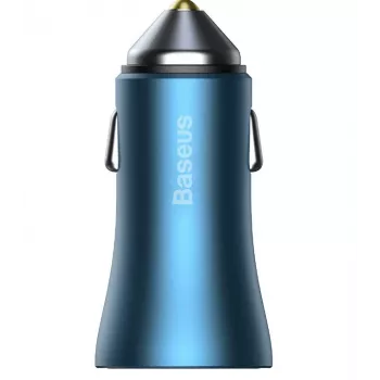 Baseus Golden Contactor Pro Dual Quick Car Charger 40W su USB-C į Lightning laidu 1m mėlyna