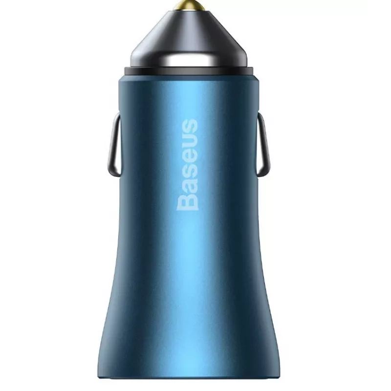 Baseus Golden Contactor Pro Dual Quick Car Charger 40W su USB-C į Lightning laidu 1m mėlyna