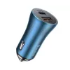Baseus Golden Contactor Pro Dual Quick Car Charger 40W su USB-C į Lightning laidu 1m mėlyna