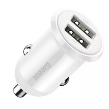 Baseus Grain Pro automobilinis įkroviklis 2x USB 4.8A baltas