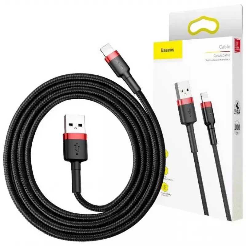 Baseus Lightning Cafule kabelis 2A, 3m raudonas/juodas (CALKLF-R91)