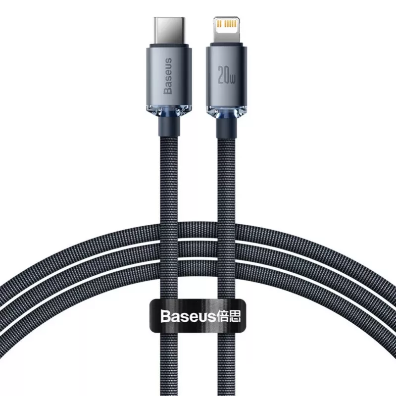 Baseus Lightning į USB-C PD QC kabelis 20W 480Mbps 1,2m Juodas