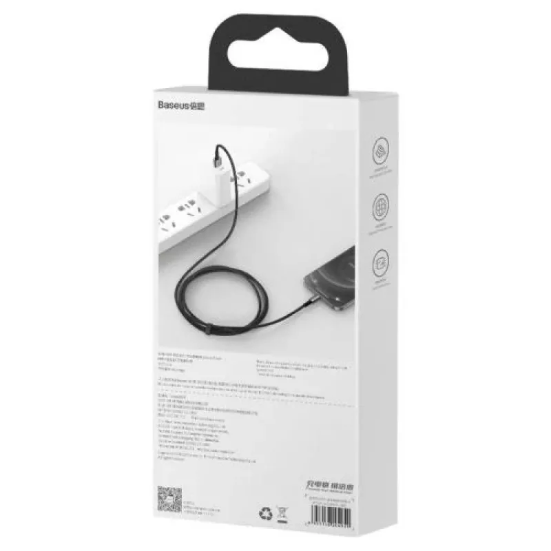 Baseus Lightning Tungsten Series Cable 2.4A, 1m Black (CALWJ-01)