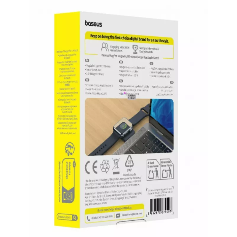 Baseus MagPro belaidis indukcinis įkroviklis, skirtas Apple Watch, 2.5W, juodas