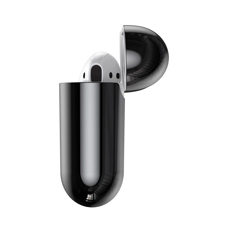 Baseus Metallic Shining itin plonas silikoninis apsauginis dėklas su kabliuku, skirtas AirPods 1 / 2, juodas