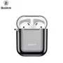 Baseus Metallic Shining itin plonas silikoninis apsauginis dėklas su kabliuku, skirtas AirPods 1 / 2, juodas