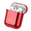 Baseus Metallic Shining itin plonas silikoninis apsauginis dėklas su kabliuku, skirtas AirPods 1 / 2, raudonas