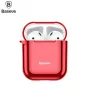 Baseus Metallic Shining itin plonas silikoninis apsauginis dėklas su kabliuku, skirtas AirPods 1 / 2, raudonas