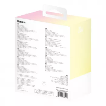 Baseus Popsicle 5200mAh 20W Power Bank su įmontuotu Lightning laidu ir baltu Baseus Simple USB-C į USB-C 60W 30cm laidu - Geltona-Rožinė
