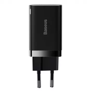 Baseus Super Si Pro Mini Fast Charger 30W, USB-C + USB-A, PD 3.0, QC 3.0, EU Plug, Black (CCSUPP-E01)