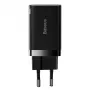 Baseus Super Si Pro Mini Fast Charger 30W, USB-C + USB-A, PD 3.0, QC 3.0, EU Plug, Black (CCSUPP-E01)