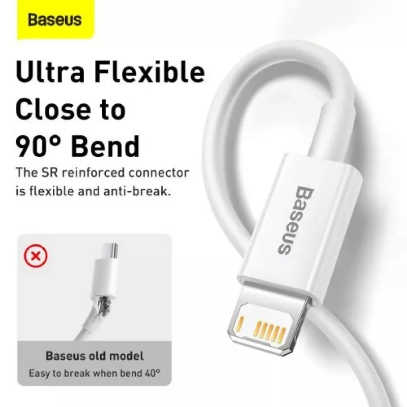 Baseus Superior Series Lightning kabelis, greitas įkrovimas, duomenys 2.4A, 1,5m baltas (CALYS-B02)