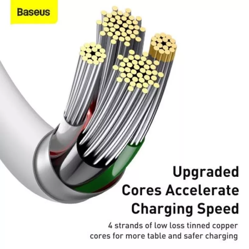 Baseus Superior Series Lightning kabelis, greitas įkrovimas, duomenys 2.4A, 1,5m baltas (CALYS-B02)