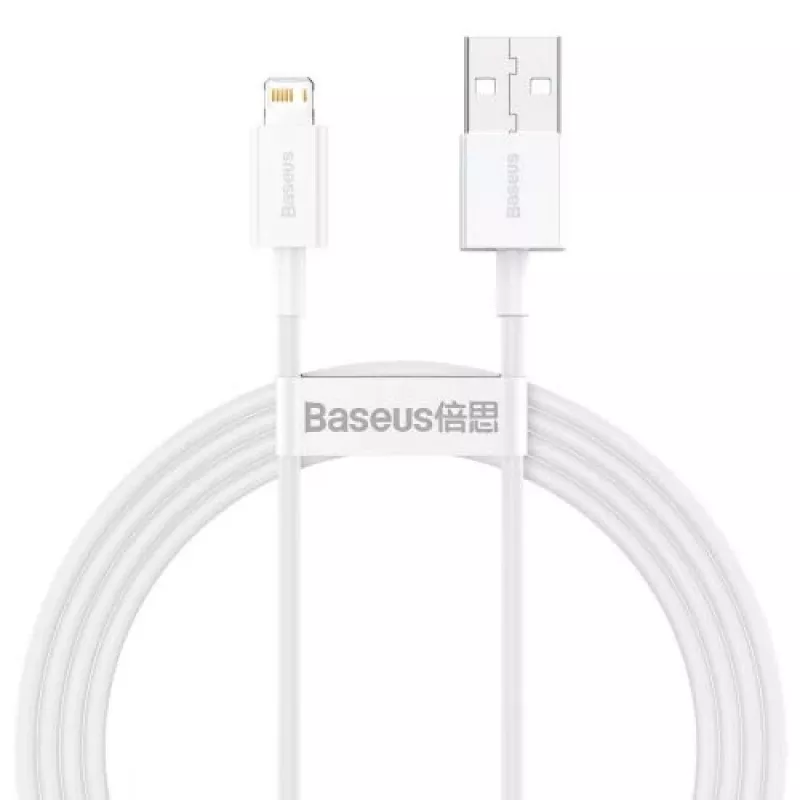 Baseus Superior Series Lightning kabelis, greitas įkrovimas, duomenys 2.4A, 1,5m baltas (CALYS-B02)
