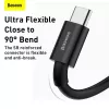 Baseus Superior Series USB-A į USB-C greito įkrovimo duomenų laidas, 66W (11V/6A), 2m, juodas (CATYS-A01)