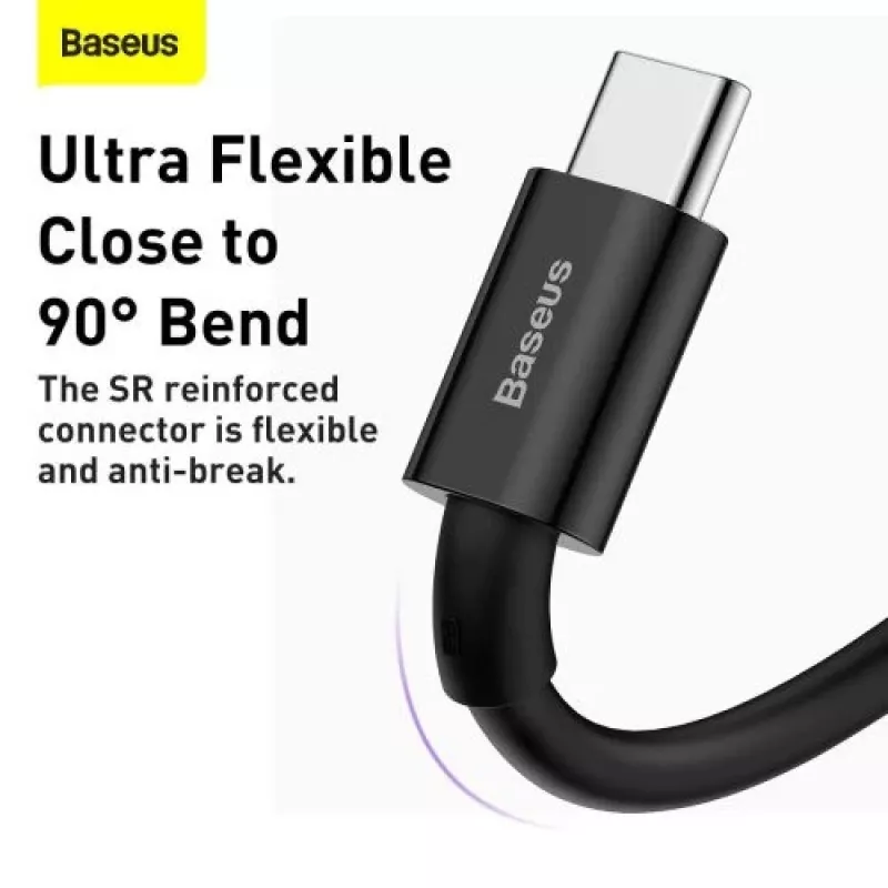 Baseus Superior Series USB-A į USB-C greito įkrovimo duomenų laidas, 66W (11V/6A), 2m, juodas (CATYS-A01)