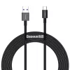 Baseus Superior Series USB-A į USB-C greito įkrovimo duomenų laidas, 66W (11V/6A), 2m, juodas (CATYS-A01)