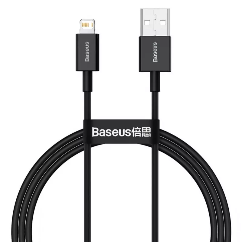Baseus Superior USB-A į Lightning greito įkrovimo duomenų laidas 1m juodas (CALYS-A01)