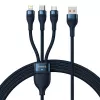 Baseus Universal Cable Flash Series II 3-in-1 Fast Charging Data Cable (USB-A to Micro + Lightning + Type-C) 66W, 480mbps, 1,2m, Blue (CASS040003)