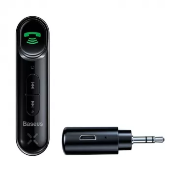 Baseus WXQY-01 Bluetooth 5.0 automobilinis AUX imtuvas su Micro USB įkrovimu – 10m veikimo atstumas, 145mAh, juodos spalvos