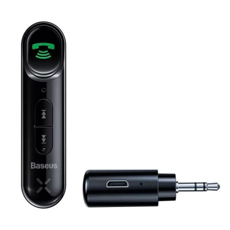Baseus WXQY-01 Bluetooth 5.0 automobilinis AUX imtuvas su Micro USB įkrovimu – 10m veikimo atstumas, 145mAh, juodos spalvos