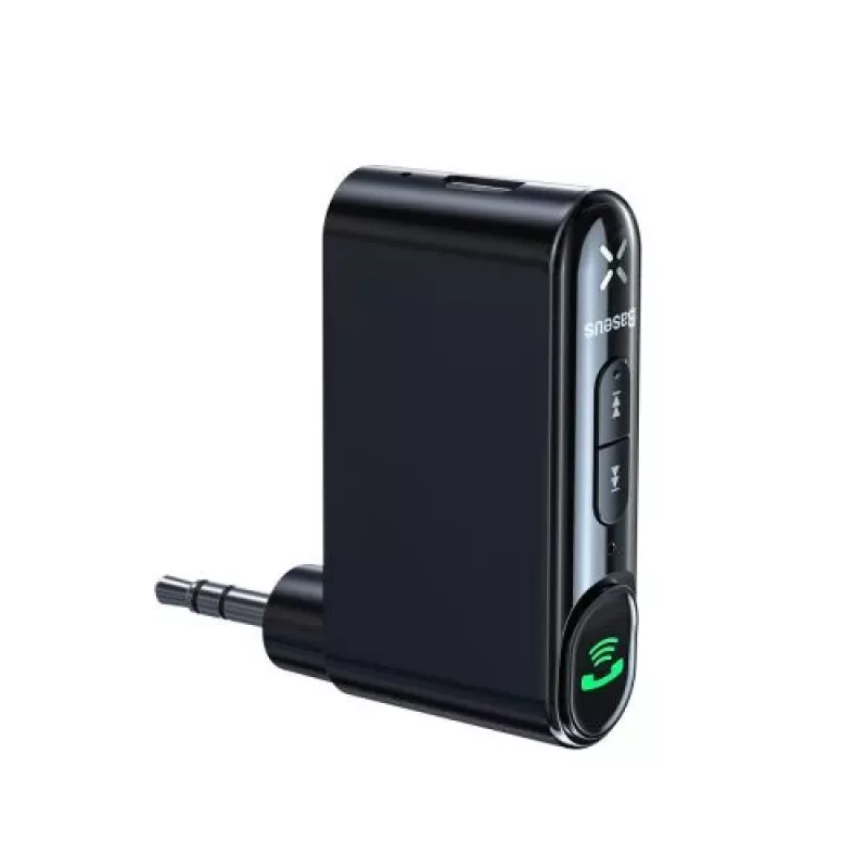 Baseus WXQY-01 Bluetooth 5.0 automobilinis AUX imtuvas su Micro USB įkrovimu – 10m veikimo atstumas, 145mAh, juodos spalvos