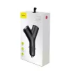 Baseus Y Type automobilinis įkroviklis, 2 USB + cigarečių uždegimo lizdas, 3.4A, juodas (CCALL-YX01)