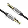 Baseus Yiven M30 3.5mm garso laidas (vyras į vyrą) – 1 m, nailono pynė, auksu padengtas, juodas/sidabrinis