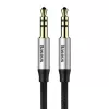 Baseus Yiven M30 3.5mm garso laidas (vyras į vyrą) – 1 m, nailono pynė, auksu padengtas, juodas/sidabrinis