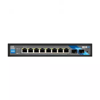 BCS BCS-B-SP08G-2SFP 8 prievadų Gigabit PoE+ jungiklis su 2 SFP prievadais, 240W, pramoninis, nevaldomas