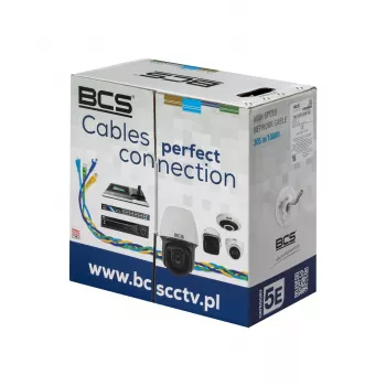BCS BCS-U/UTP-CAT5E-PVC Cat.5e U/UTP vientina varinė 24 AWG PVC 305m pilka vidaus tinklo kabelis