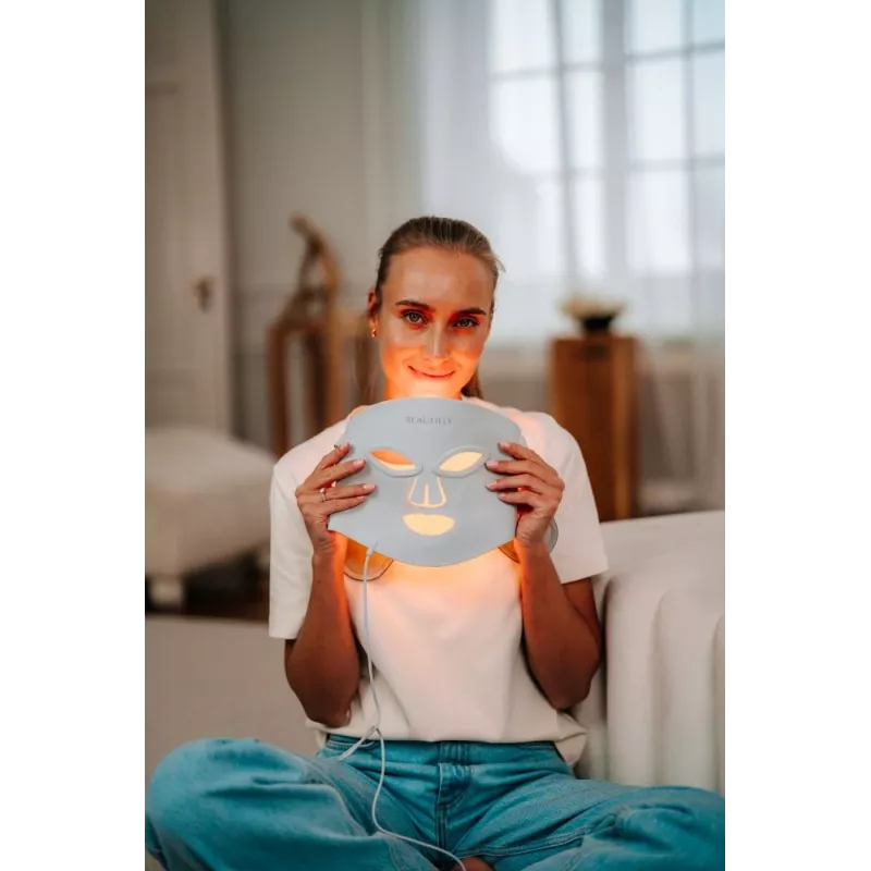 Beautifly AuraSkin Pro LED Light Therapy Face Mask - 7 spalvų, 192 diodai, įkraunamas