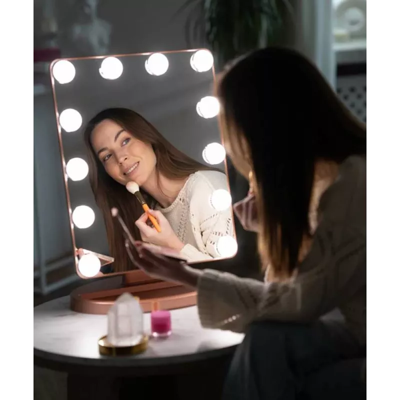 Beautifly GlamourVue LED Makeup Mirror with 3 Light Modes, Stepless Dimming, 1x/5x Magnification, Touch Panel, Rechargeable 2000mAh, USB-C, White