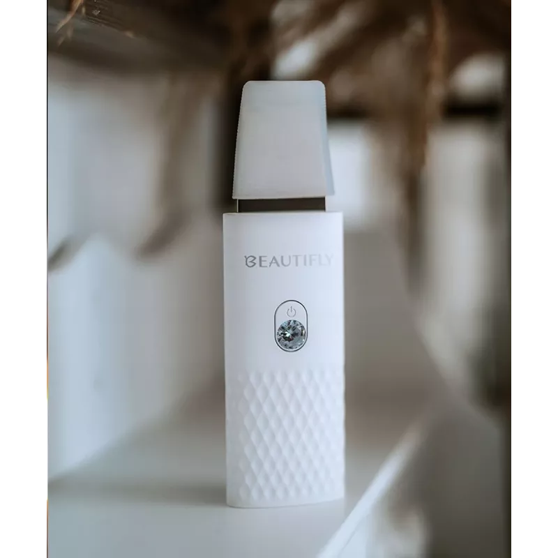 Beautifly Peeling Scrub Mini - Ultragarsinis kavitacinis veido prietaisas su EMS mikrosrove, balta rožinė auksinė