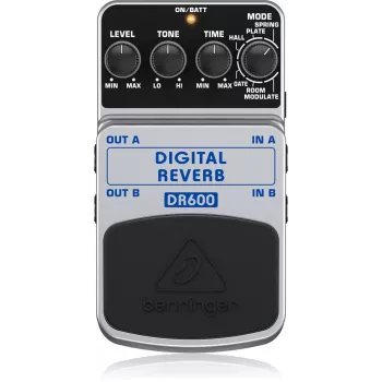 Behringer DR600 Skaitmeninis Reverb Efektų Pedalas, 6 Režimai, Stereo, Juoda/Sidabrinė