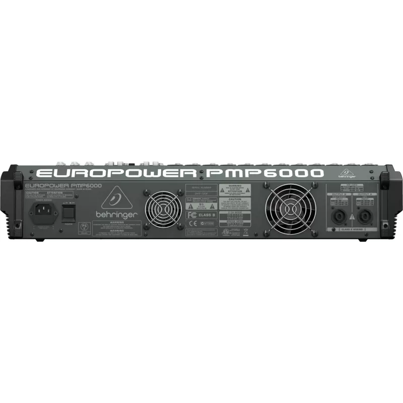 Behringer PMP6000 20 kanalų stiprintuvo sumaišytuvas su dvigubu FX ir 1200W tilto išvestimi, juodos spalvos