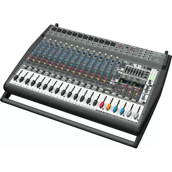 Behringer PMP6000 20 kanalų stiprintuvo sumaišytuvas su dvigubu FX ir 1200W tilto išvestimi, juodos spalvos